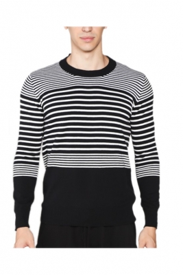 Men's Cotton Rd Nk Pullover in Stripes